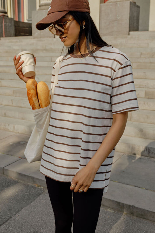 Ceres Life Lola Tee Buff Brunette Stripe