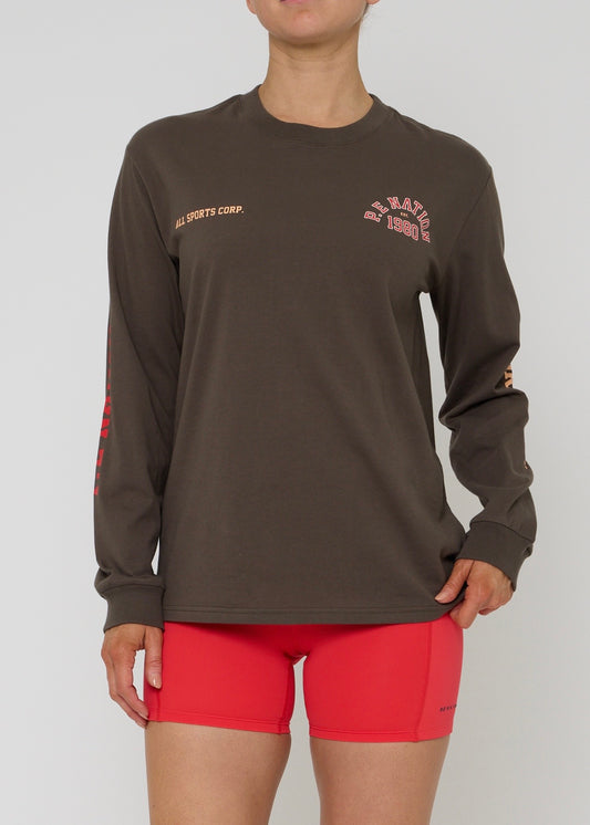 PE Nation Inbound LS Tee Brown