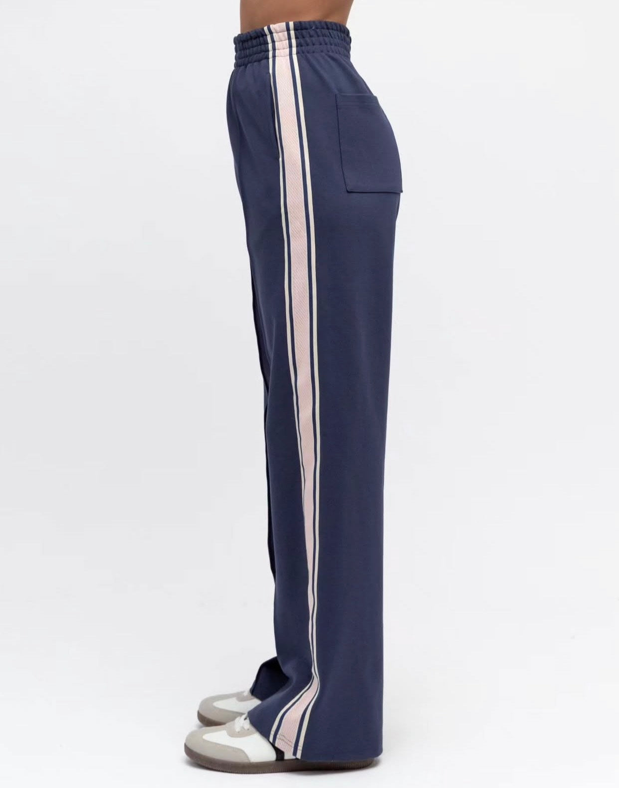Brooklyn Stripe Pant Pink and Navy