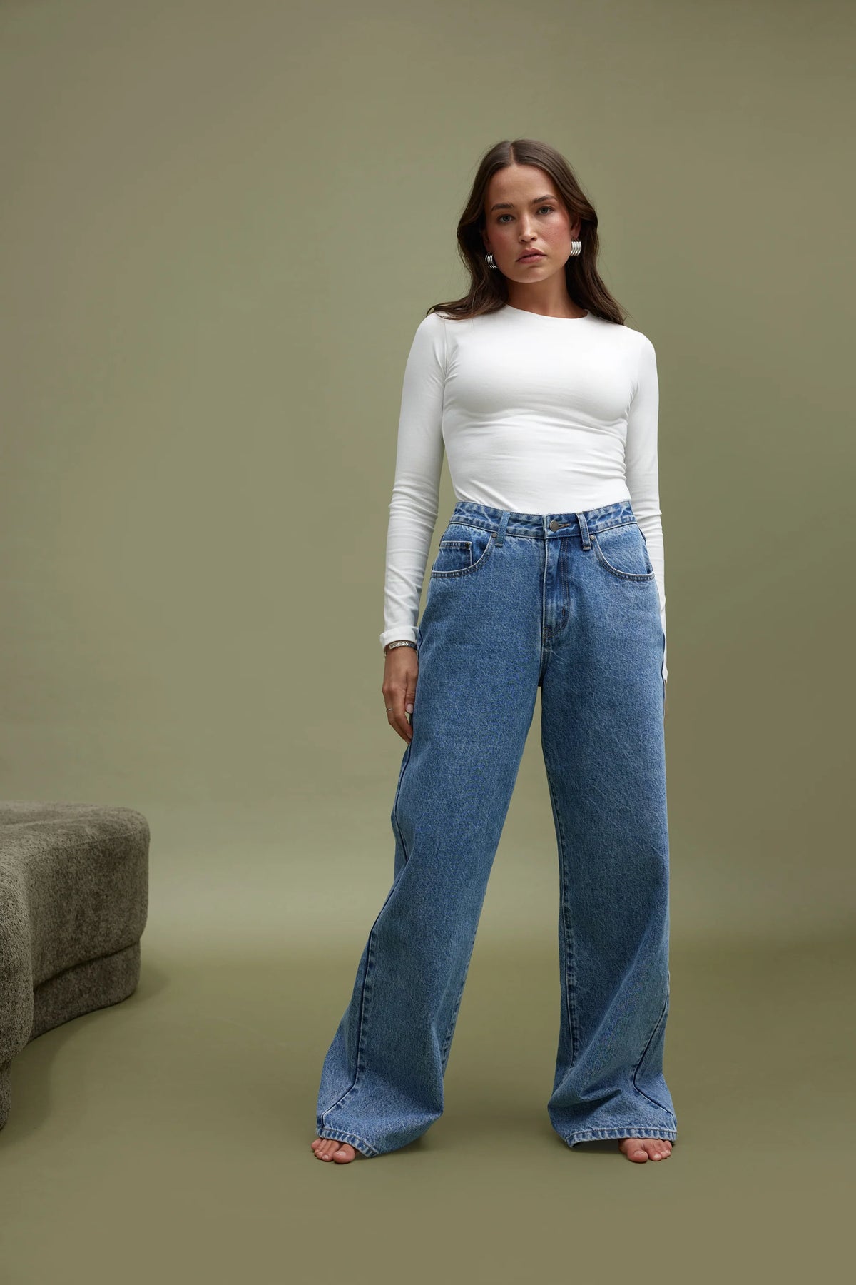 ORTC Willow Wide Leg Jeans Light Blue