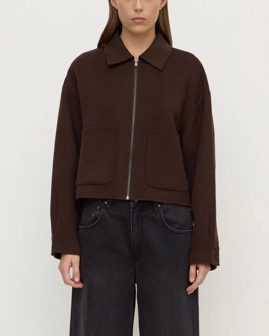 Assembly Label Dallas Wool Jacket Dark Choc