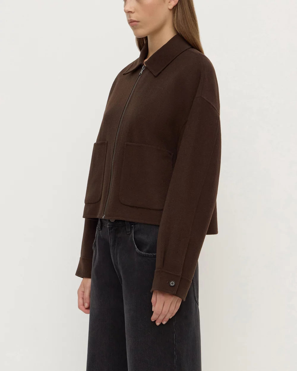 Assembly Label Dallas Wool Jacket Dark Choc