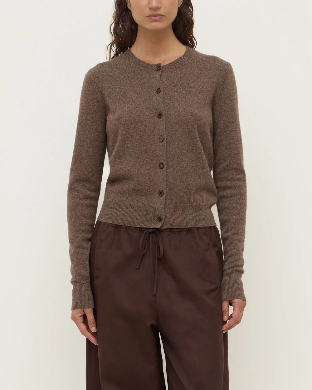 Assembly Label Benny Knit Cardigan Cocoa Marle